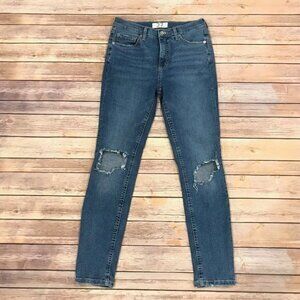 We The Free Busted Knee Skinny Jeans Medium Wash Knee Holes